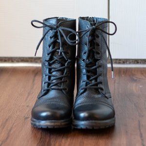 NEW Steve Madden Black Fame Leather Combat Boots